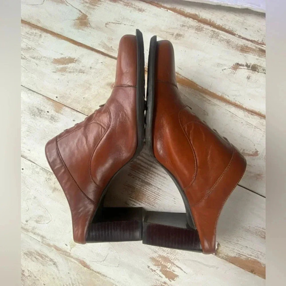 NATURALIZER brown leather block heels sz 8N vintage granny shoes indie hip EUC - Picture 6 of 13